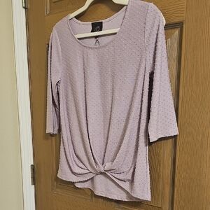 W5 Lavender Textured Knot Front Blouse